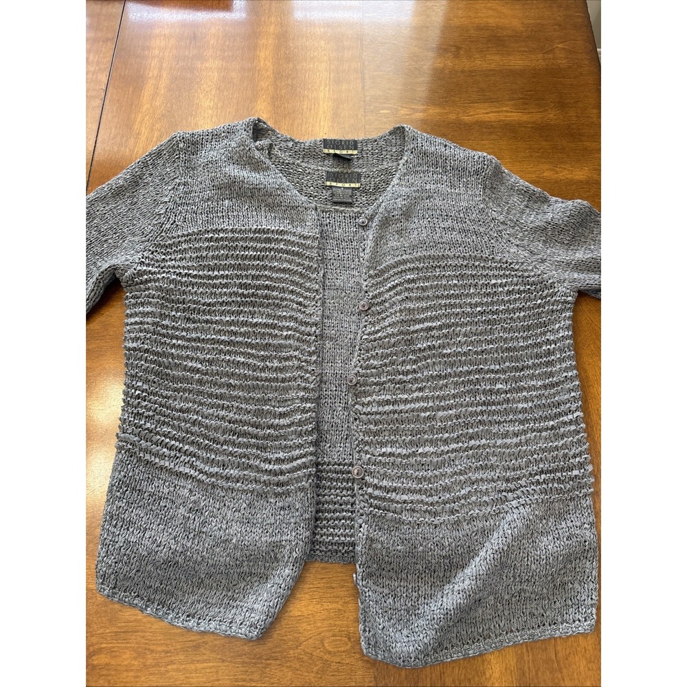 sigrid olsen cardigan Sweater With Matching Tank Sweater Open Weave Gray Woman's